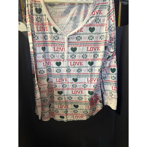 Women's Jordann Plus 2X White Red Holiday Pajama Top